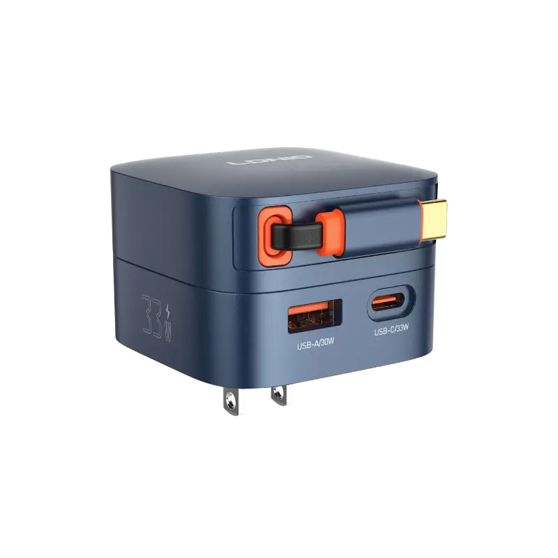 LDNIO Q9 33W Safe PD Fast Charger with Retractable Type-C Cable