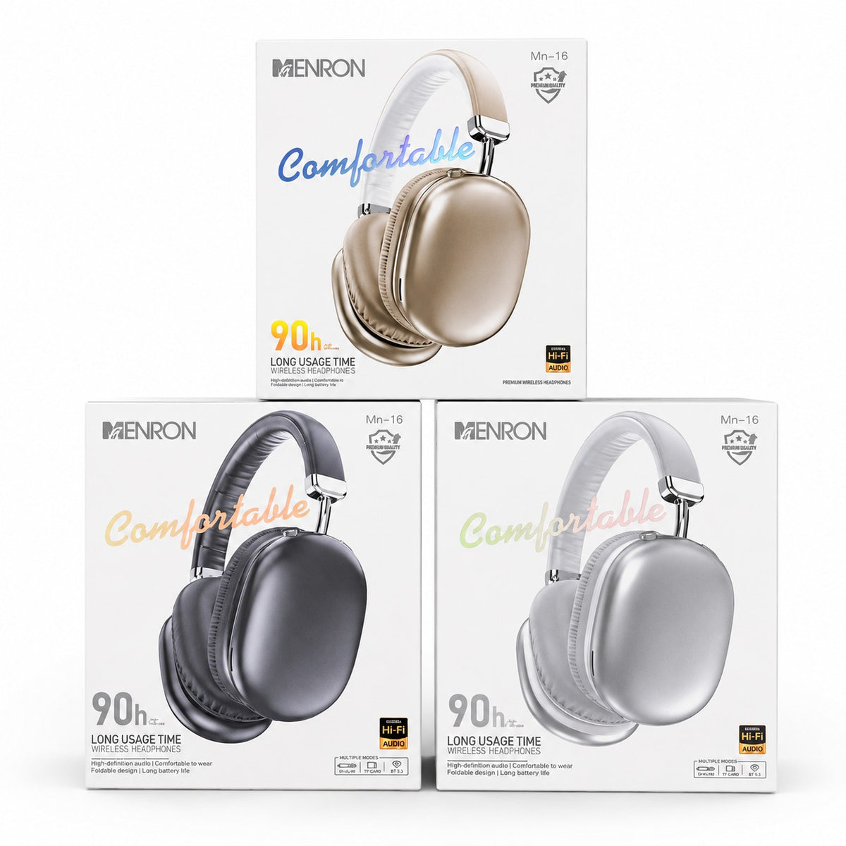 Menron MN-16 Wireless Headphone – 90H Long Battery Life | Hi-Fi Audio